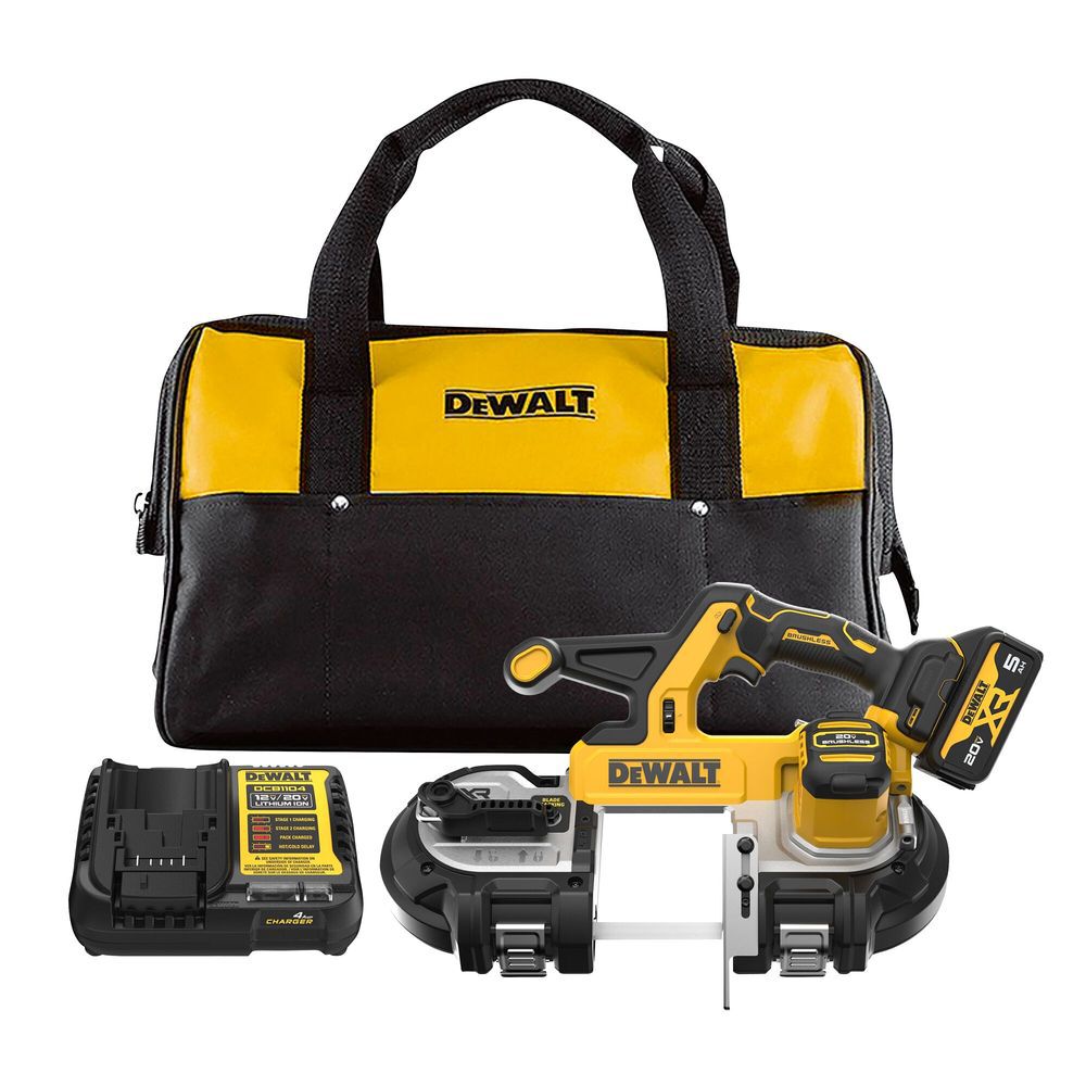 The DEWALT DCS378P1 is a 20V MAX XR mid-size band saw kit designed for portable metal cutting. It provides 3-3/8 in cutting capacity and reaches up to 570 SFPM, with variable-speed trigger and dial control. The kit includes a 5.0Ah battery, charger, two 18 TPI blades, and kit bag.
3-3/8 in cutting capacity
Up to 570 SFPM
Variable-speed trigger and dial
LED work light
Tool Connect Chip ready
Includes 5.0Ah battery and charger
