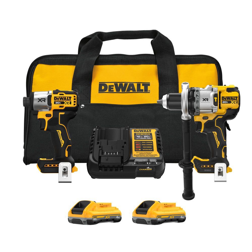 The DEWALT DCK2101QQ2 combines the DCD1007 20V MAX XR 3-speed hammer drill/driver with the DCF845 XR impact driver. The hammer drill delivers up to 2,100 in-lbs of torque, while the impact driver delivers up to 1,825 in-lbs and up to 3,400 RPM. The kit includes two DCB2104 4.0Ah XR POWERPACK batteries.
Includes DCD1007 hammer drill
Includes DCF845 impact driver
Hammer drill up to 2,100 in-lbs
Impact driver up to 1,825 in-lbs
Impact driver up to 3,400 RPM
Includes two 4.0Ah XR POWERPACK batteries
